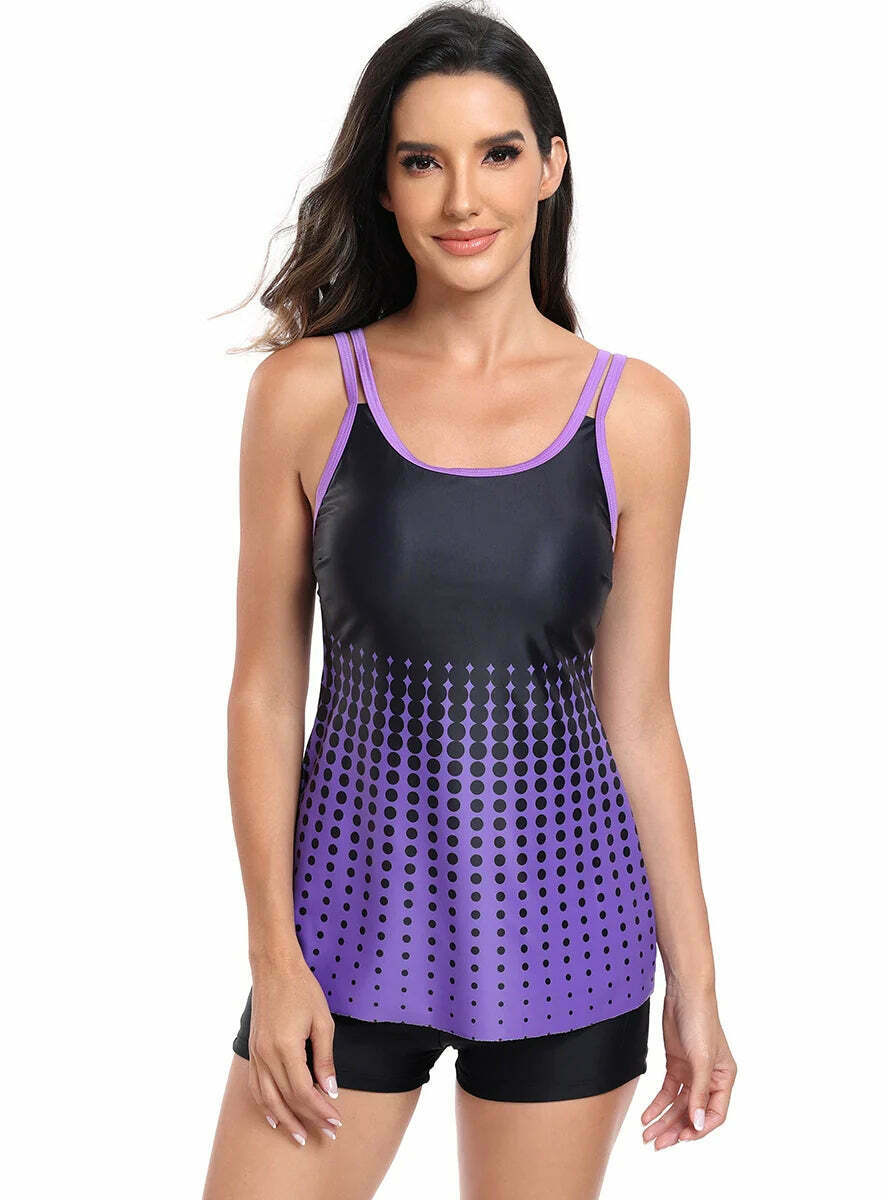Y2K Aesthetic Sexy Gradient Split Swimsuit Bikini - Coquette & Grunge Style