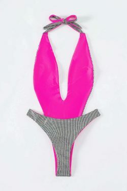 Y2K Aesthetic Sexy Halter Conjoined Bikini - Coquette Style for Women