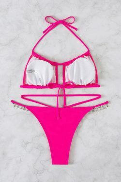 Y2K Aesthetic Sexy Hollow Split Swimsuit Bikini for Women - Coquette Style Grunge Fashion