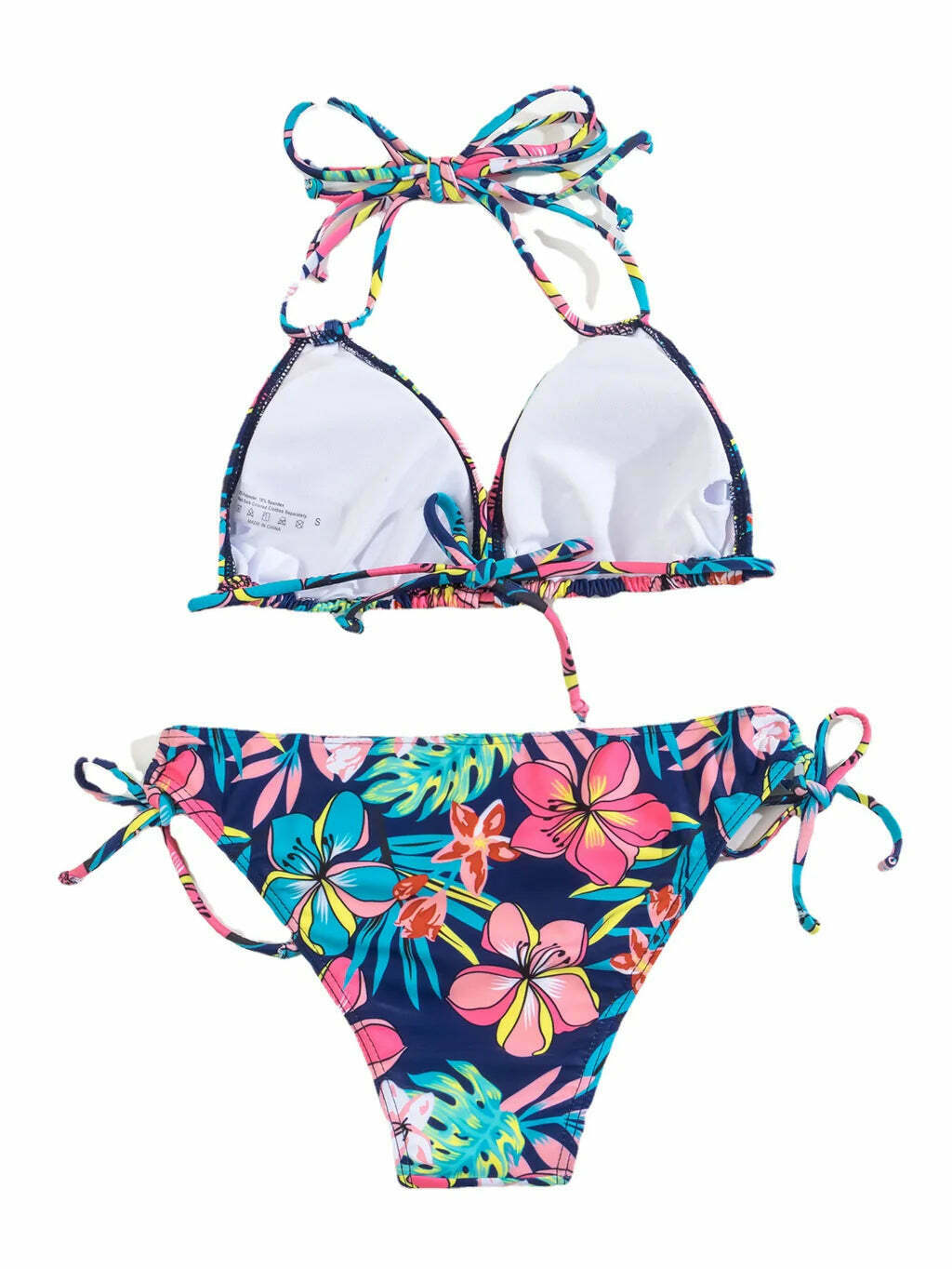 Y2K Aesthetic Sexy Print Strap Pleated Swimsuit Bikini for Women - Coquette Fashion
