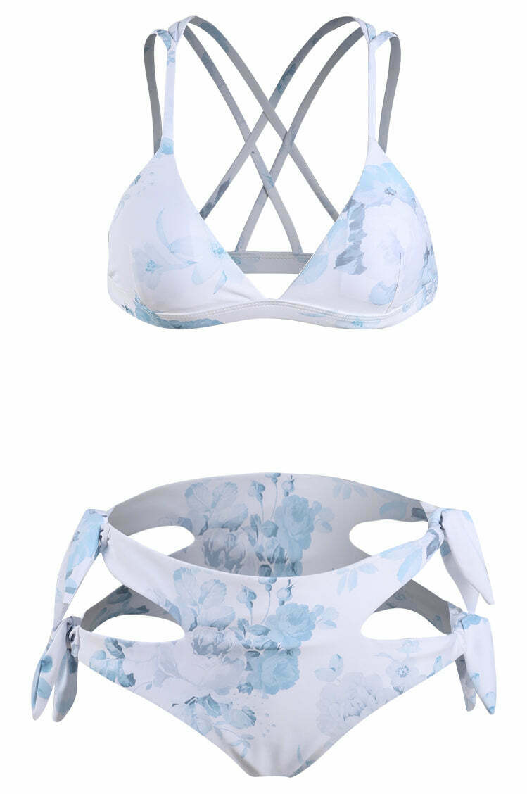 Y2K Aesthetic Sexy Print Wrap String Bikini - Niche Women Fashion
