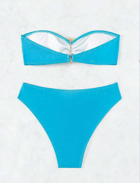 Y2K Aesthetic Sexy Tube Top Solid Color Bikini for Niche Women Fashion