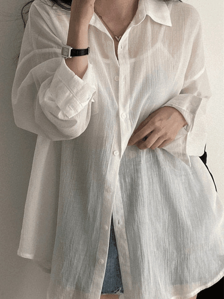 Y2K Aesthetic Sheer Long Sleeve Blouse - Coquette Style Grunge Fashion - Cute Tops for Women