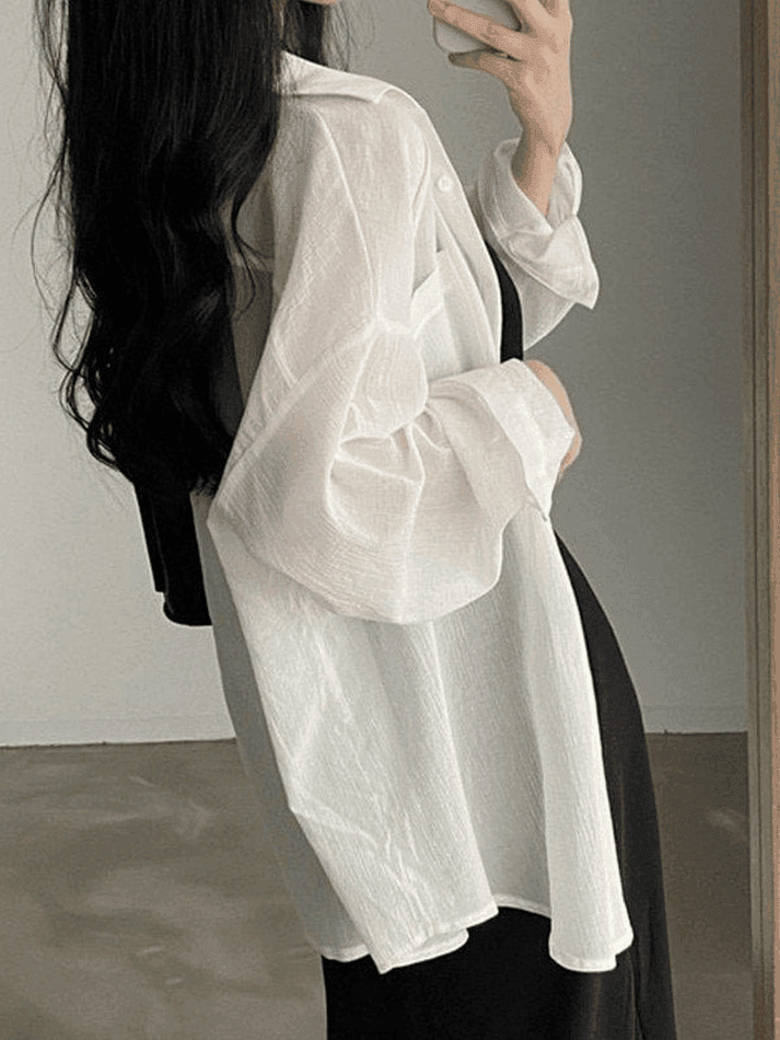 Y2K Aesthetic Sheer Long Sleeve Blouse - Coquette Style Grunge Fashion - Cute Tops for Women
