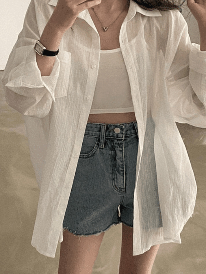 Y2K Aesthetic Sheer Long Sleeve Blouse - Coquette Style Grunge Fashion - Cute Tops for Women
