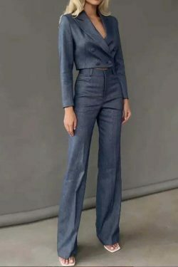 Y2K Aesthetic Short Jacket Pants Suit for Women - Coquette & Grunge Style Outfit