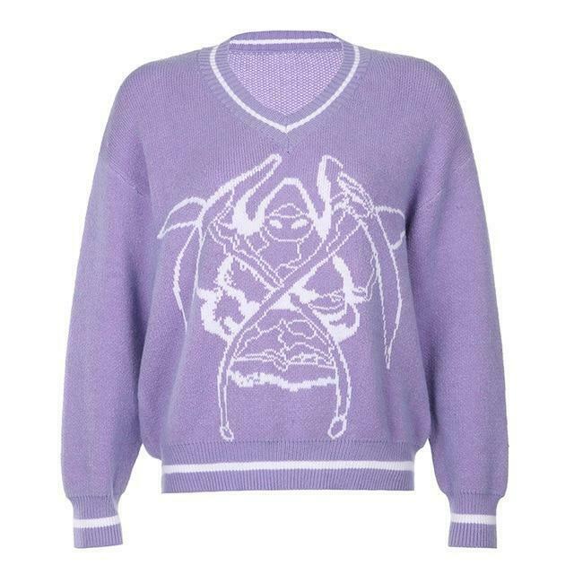 Y2K Aesthetic Skull Knit Sweaters for Women - Coquette & Grunge Style Fashion Tops