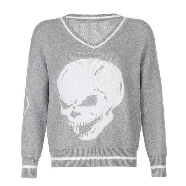 Y2K Aesthetic Skull Knit Sweaters for Women - Coquette & Grunge Style Fashion Tops