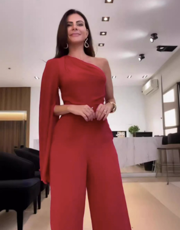 Y2K Aesthetic Slanted Shoulder Wide Leg Jumpsuit for Women - Coquette Style Grunge Fashion