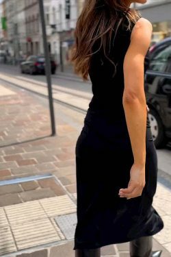 Y2K Aesthetic Sleeveless Black Pleated Dress - Coquette Style Cargo Skirt Outfit