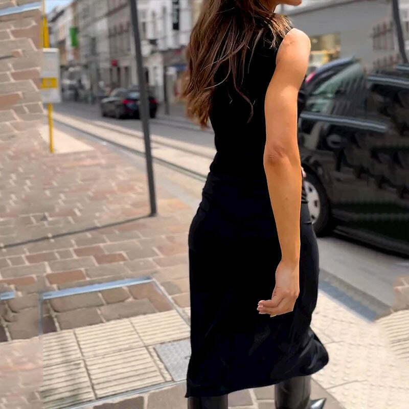 Y2K Aesthetic Sleeveless Black Pleated Dress - Coquette Style Cargo Skirt Outfit