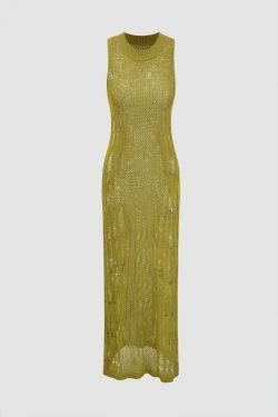 Y2K Aesthetic Sleeveless Knit Cover Up Dress - Coquette Style with Grunge & Pastel Goth Vibes