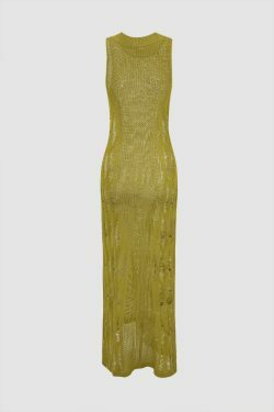 Y2K Aesthetic Sleeveless Knit Cover Up Dress - Coquette Style with Grunge & Pastel Goth Vibes