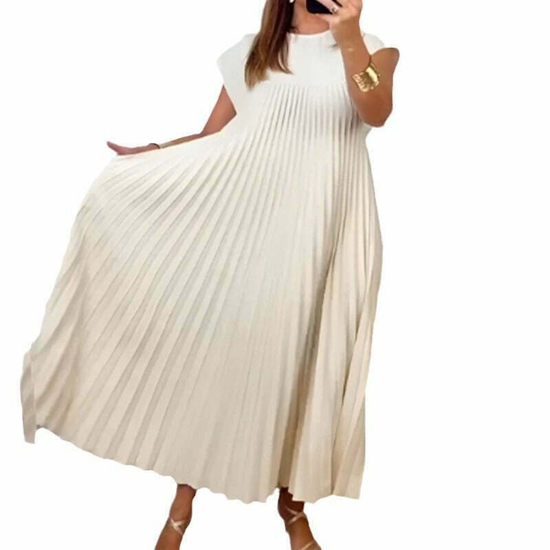 Y2K Aesthetic Sleeveless Pleated Dress for Women - Coquette Style with Grunge and Pastel Goth Vibes