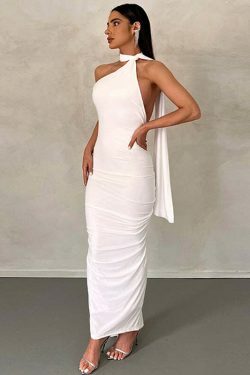 Y2K Aesthetic Sleeveless Pleated Dress with Scarf - Coquette Style Grunge Fashion for Women