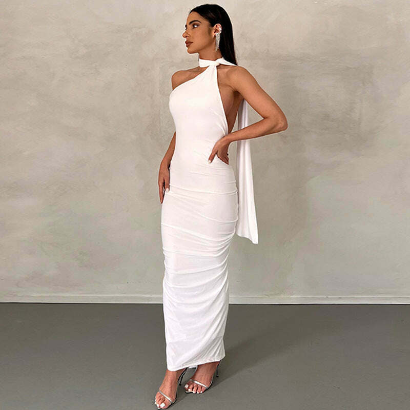 Y2K Aesthetic Sleeveless Pleated Dress with Scarf - Coquette Style Grunge Fashion for Women
