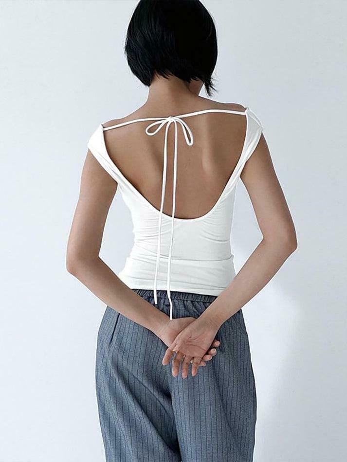 Y2K Aesthetic Sleeveless Scoop Neck Plain Tee for Women - Coquette & Grunge Style Fashion