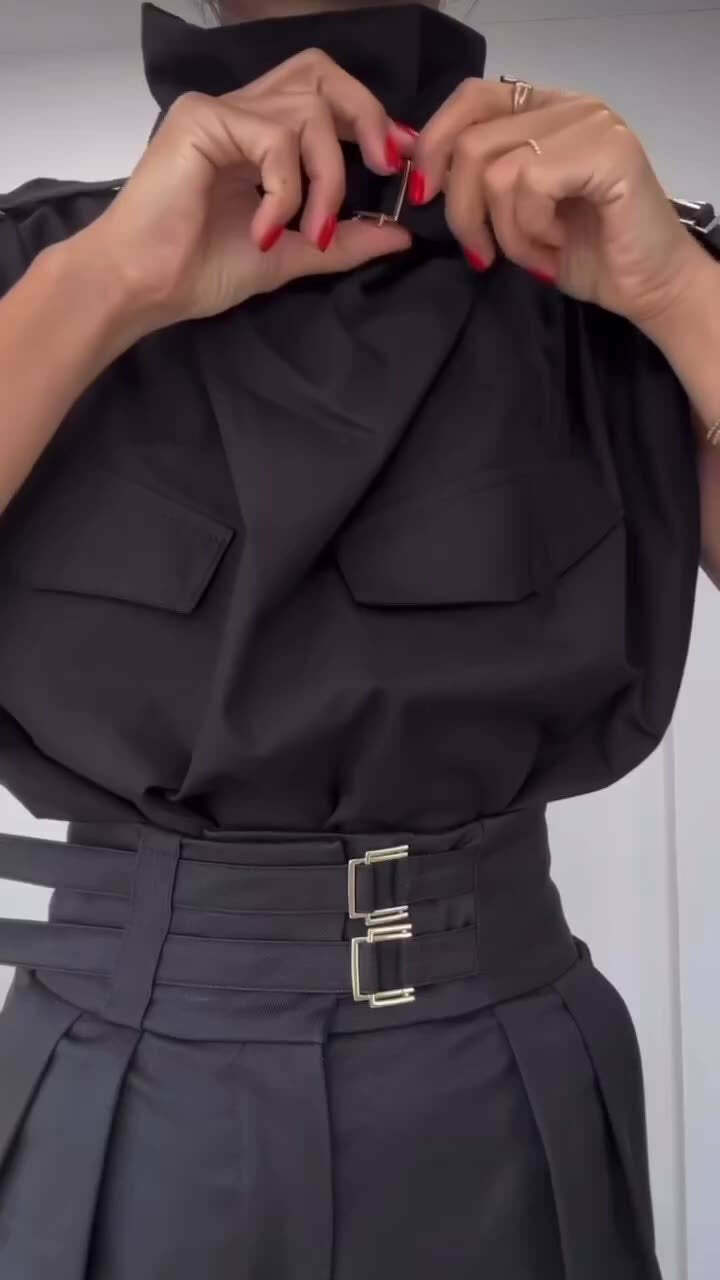 Y2K Aesthetic Slim-Fit Suit with High-Neck Vest for Niche Women Fashion