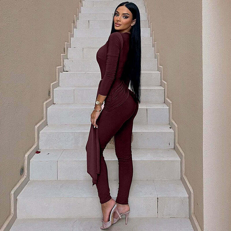 Y2K Aesthetic Slim Fit Strap Back Zipper Jumpsuit for Women - Coquette & Grunge Style Fashion