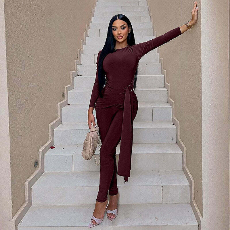 Y2K Aesthetic Slim Fit Strap Back Zipper Jumpsuit for Women - Coquette & Grunge Style Fashion