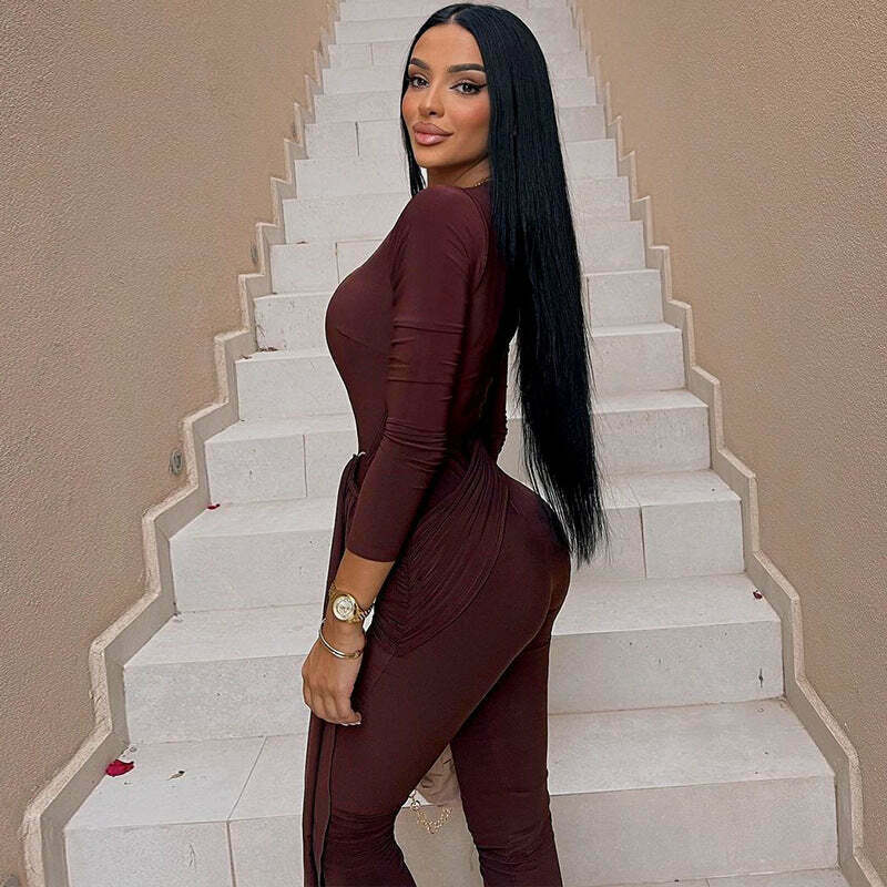 Y2K Aesthetic Slim Fit Strap Back Zipper Jumpsuit for Women - Coquette & Grunge Style Fashion
