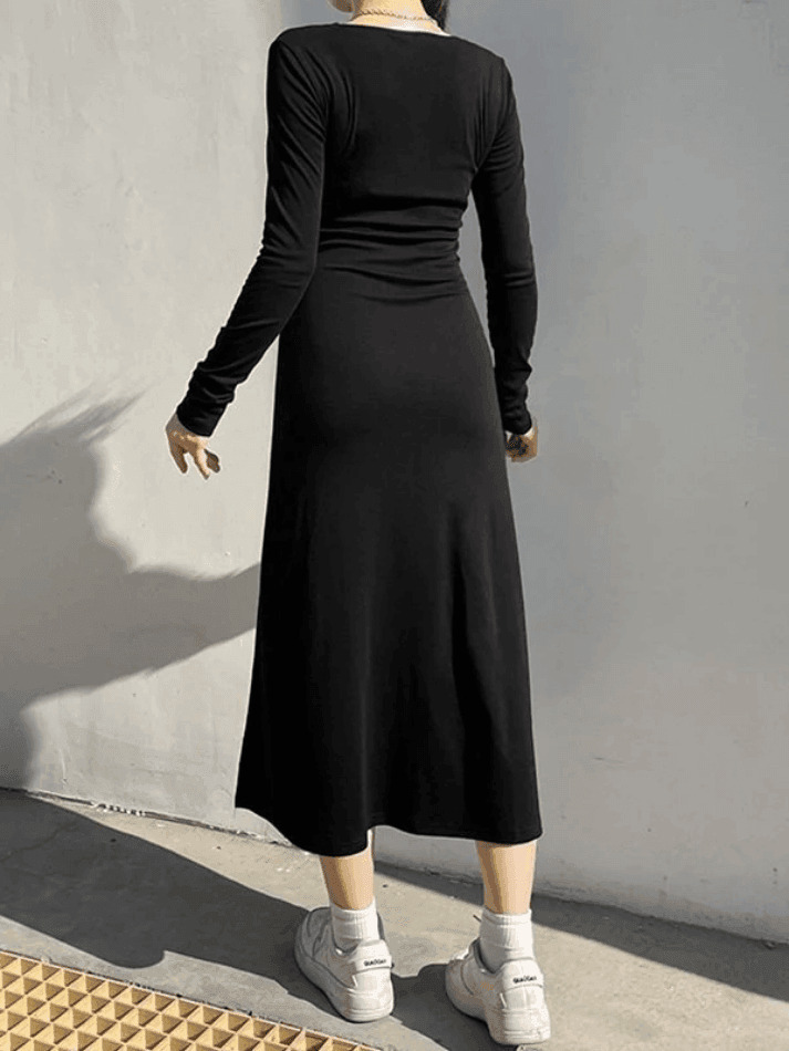 Y2K Aesthetic Slit Velvet Maxi Dress: Coquette Style, Grunge Vibes, Pastel Goth Influence