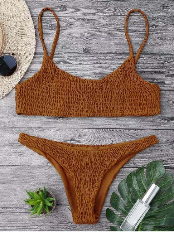 Y2K Aesthetic Smocked Bikini Set with Grunge and Coquette Vibes