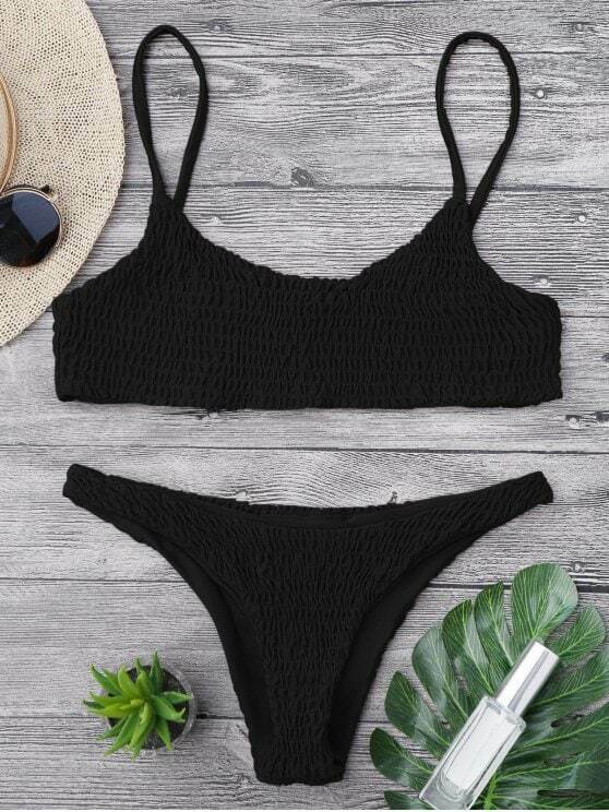 Y2K Aesthetic Smocked Bikini Set with Grunge and Coquette Vibes