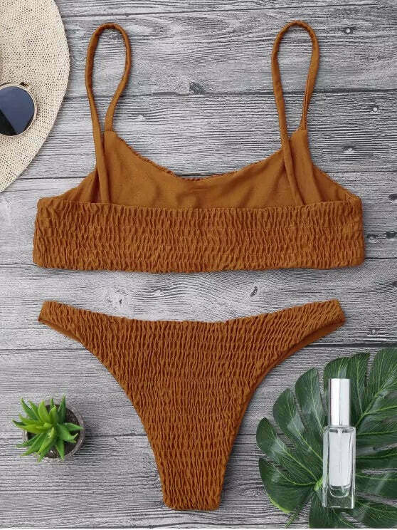 Y2K Aesthetic Smocked Bikini Set with Grunge and Coquette Vibes