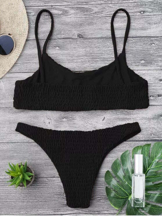 Y2K Aesthetic Smocked Bikini Set with Grunge and Coquette Vibes