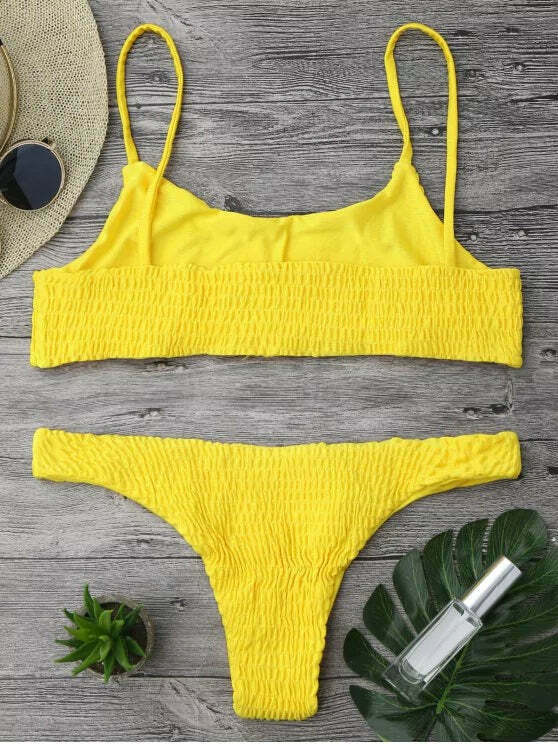 Y2K Aesthetic Smocked Bikini Set with Grunge and Coquette Vibes