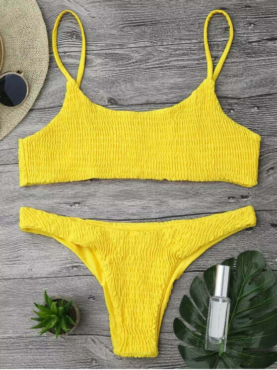 Y2K Aesthetic Smocked Bikini Set with Grunge and Coquette Vibes