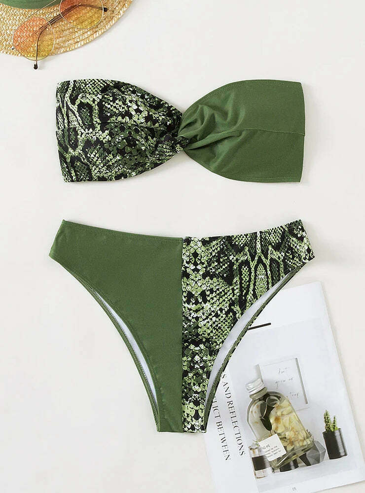 Y2K Aesthetic Snake Skin Bikini for Women - Coquette Style Grunge Fashion with a Sexy Twist