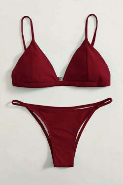 Y2K Aesthetic Solid Color Backless Bikini - Coquette Style Grunge Fashion for Women
