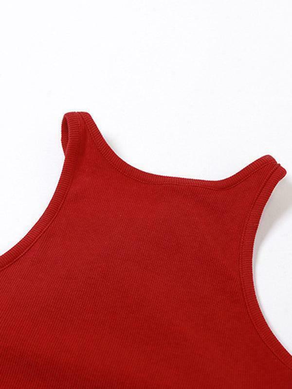 Y2K Aesthetic Solid Color Backless Cropped Tank Top for Women - Coquette Style Grunge Fashion