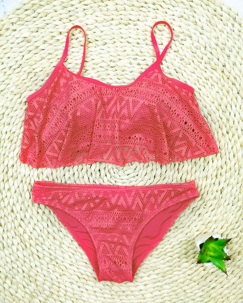 Y2K Aesthetic Solid Color Bikini Set - Sexy Low Waist Swimwear