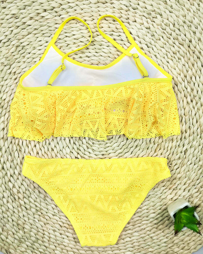 Y2K Aesthetic Solid Color Bikini Set - Sexy Low Waist Swimwear