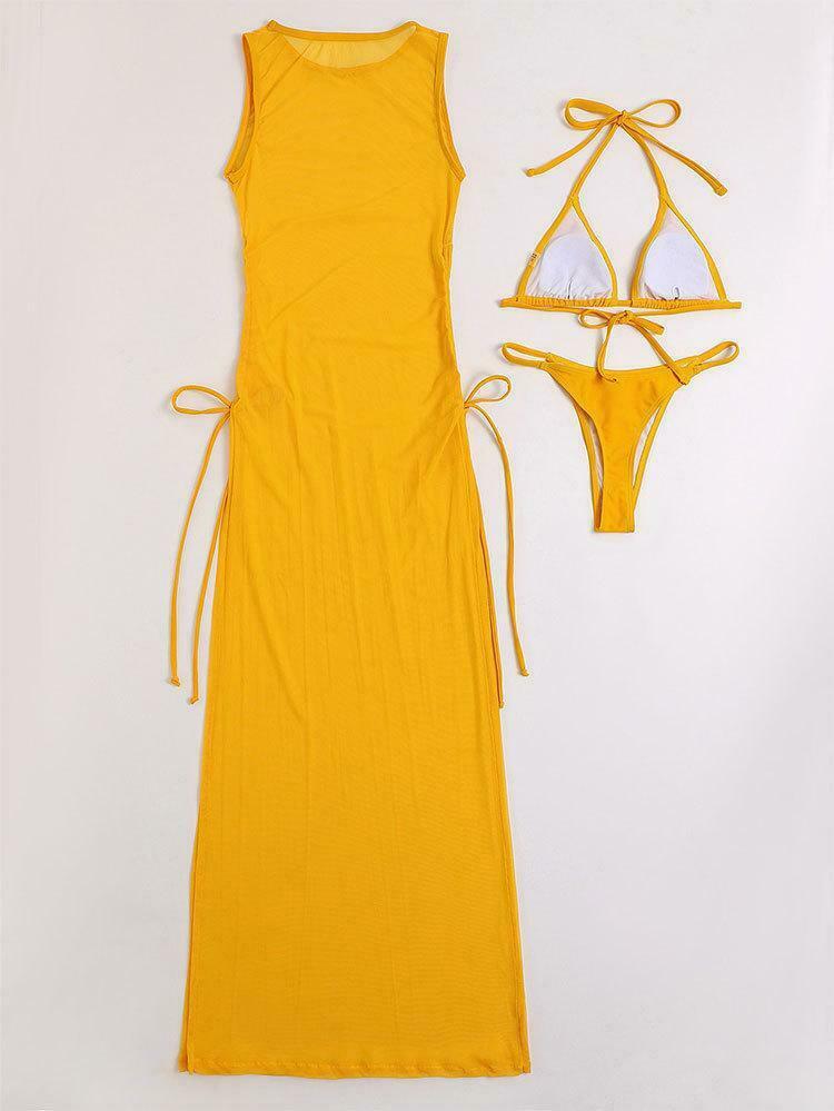Y2K Aesthetic Solid Color Bikini Skirt Set - Coquette Style for Women's Fashion
