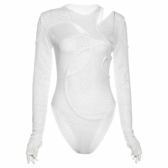 Y2K Aesthetic Solid Color Bodysuit - Coquette & Grunge Style Fashion Piece