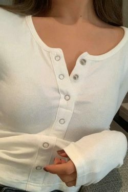 Y2K Aesthetic Solid Color Breasted Slim Knit Sweater