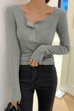 Y2K Aesthetic Solid Color Breasted Slim Knit Sweater
