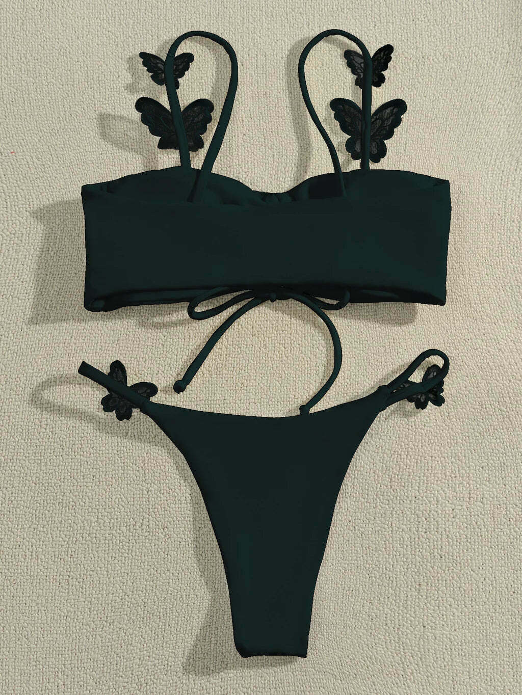 Y2K Aesthetic Solid Color Butterfly Sling Bikini for Niche Women Fashion