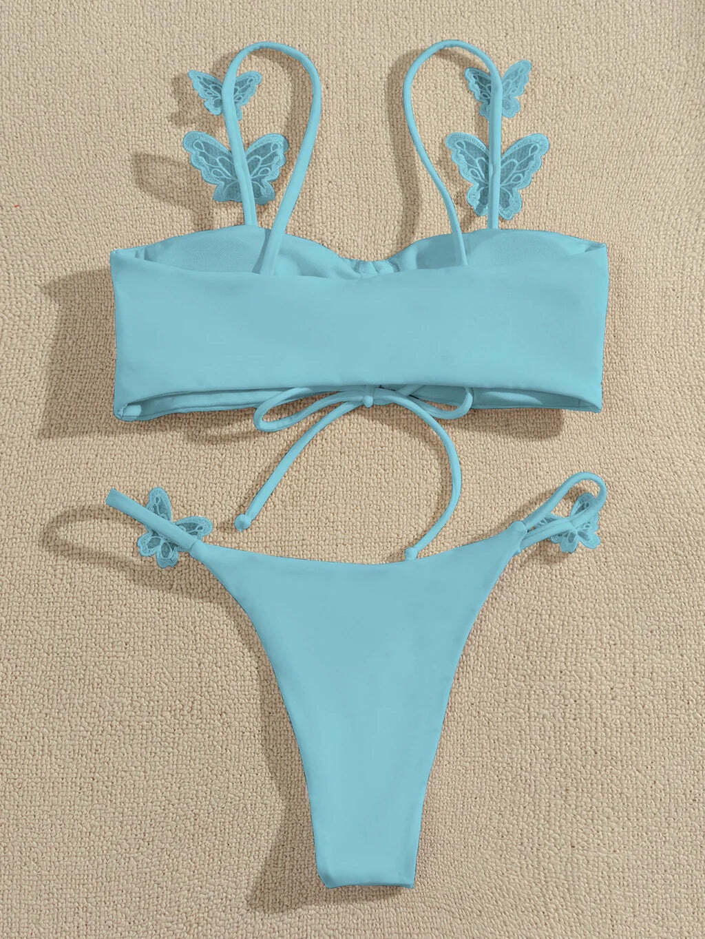 Y2K Aesthetic Solid Color Butterfly Sling Bikini for Niche Women Fashion