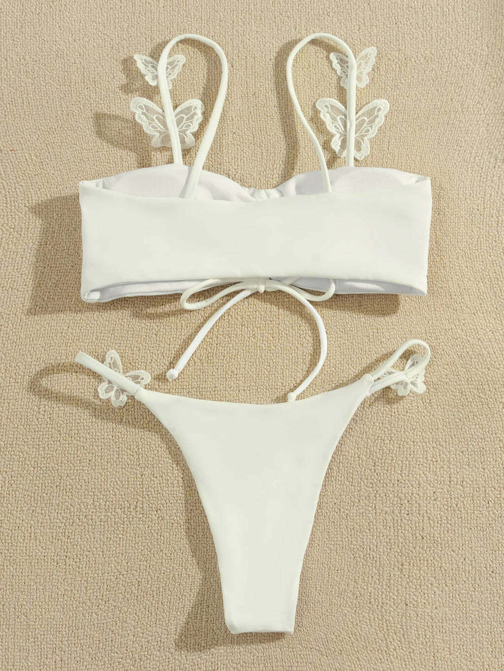 Y2K Aesthetic Solid Color Butterfly Sling Bikini for Niche Women Fashion