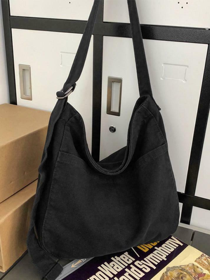 Y2K Aesthetic Solid Color Canvas Crossbody Bag for Women - Coquette & Grunge Style Fashion Accessory