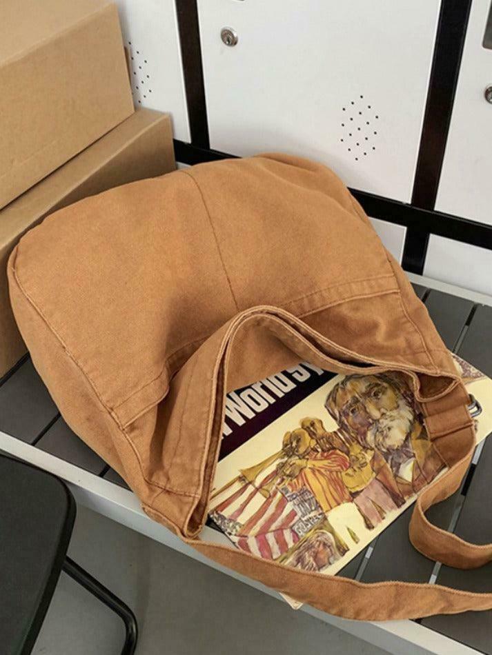 Y2K Aesthetic Solid Color Canvas Crossbody Bag for Women - Coquette & Grunge Style Fashion Accessory