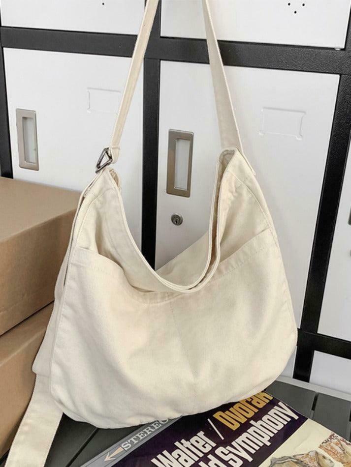 Y2K Aesthetic Solid Color Canvas Crossbody Bag for Women - Coquette & Grunge Style Fashion Accessory