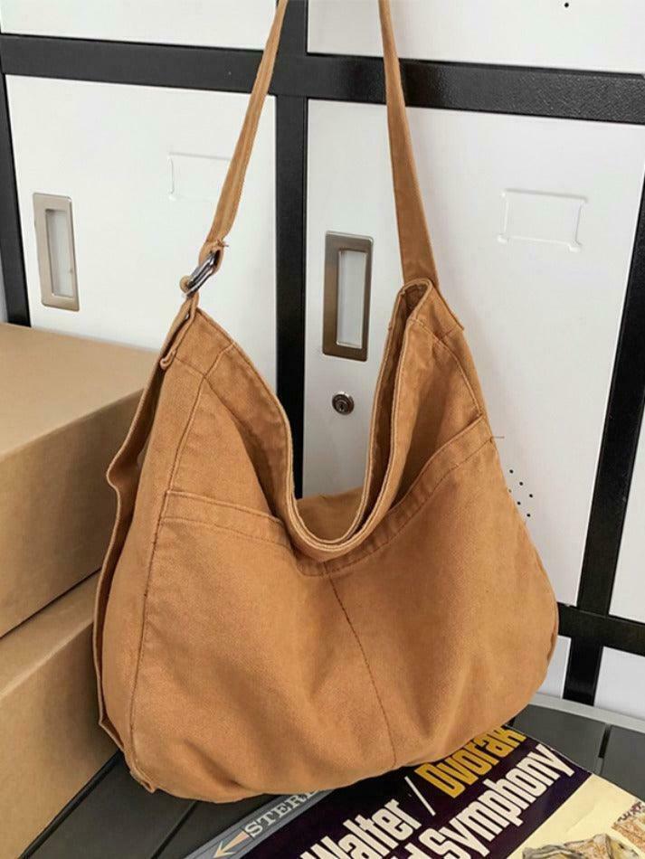 Y2K Aesthetic Solid Color Canvas Crossbody Bag for Women - Coquette & Grunge Style Fashion Accessory