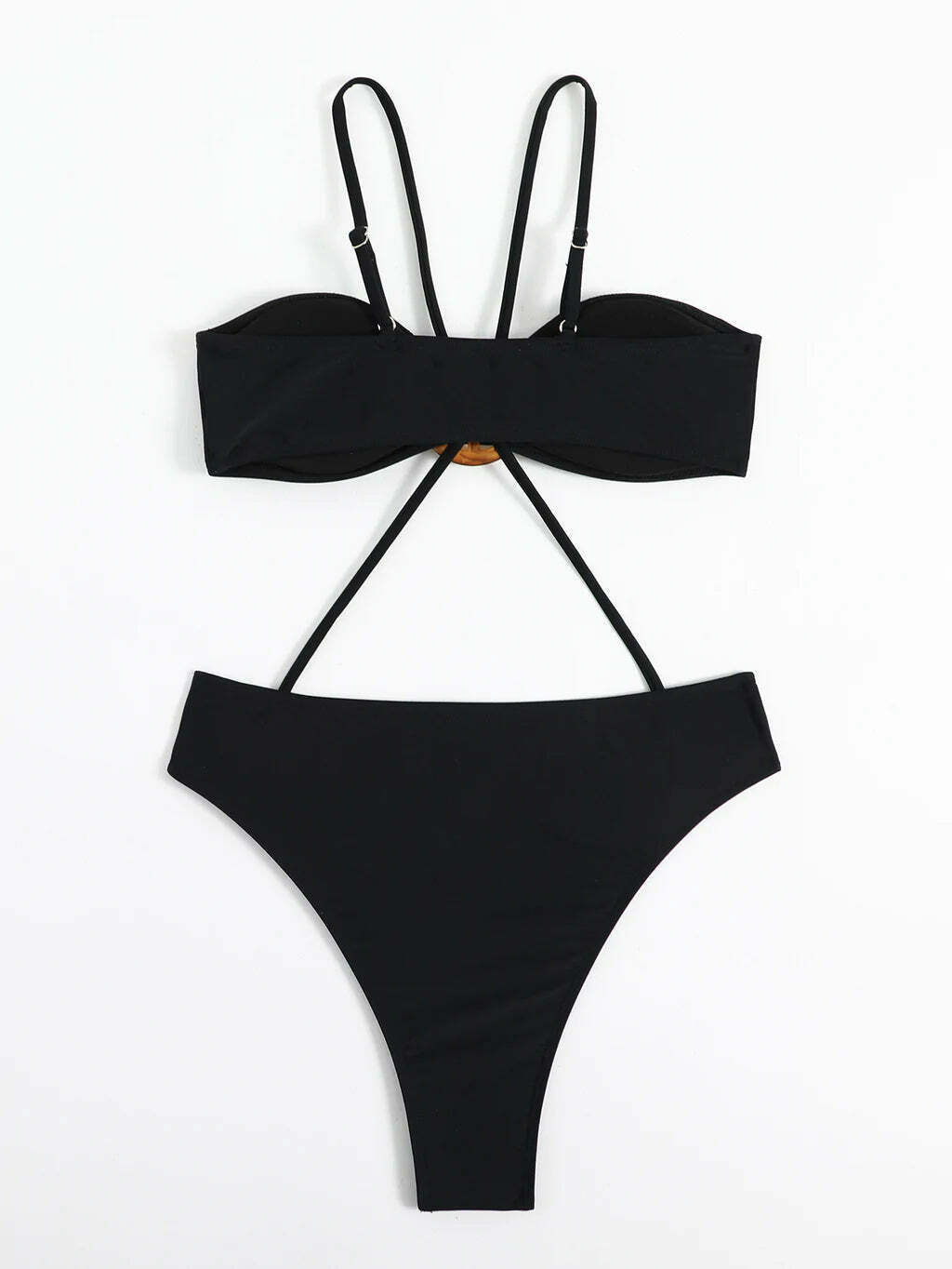 Y2K Aesthetic Solid Color Cross Tied Rope Tube Top Swimsuit