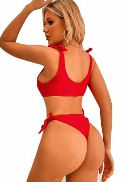 Y2K Aesthetic Solid Color High Waist Sexy Split Bikini